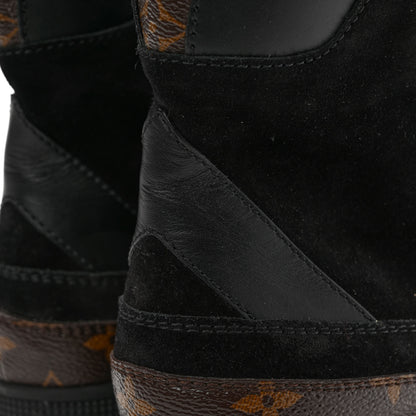 Louis Vuitton Suede Calfskin Monogram Laureate Platform Desert Boots 38 Black 8 of 10