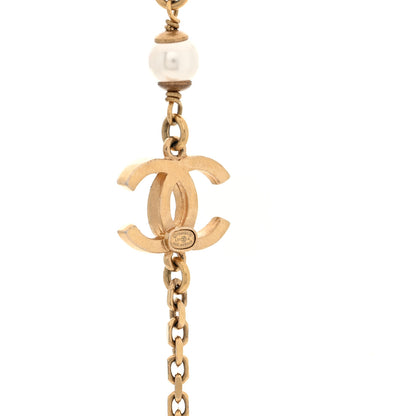 Chanel Metal Crystal Pearl Airpod Necklace Gold 4 of 5