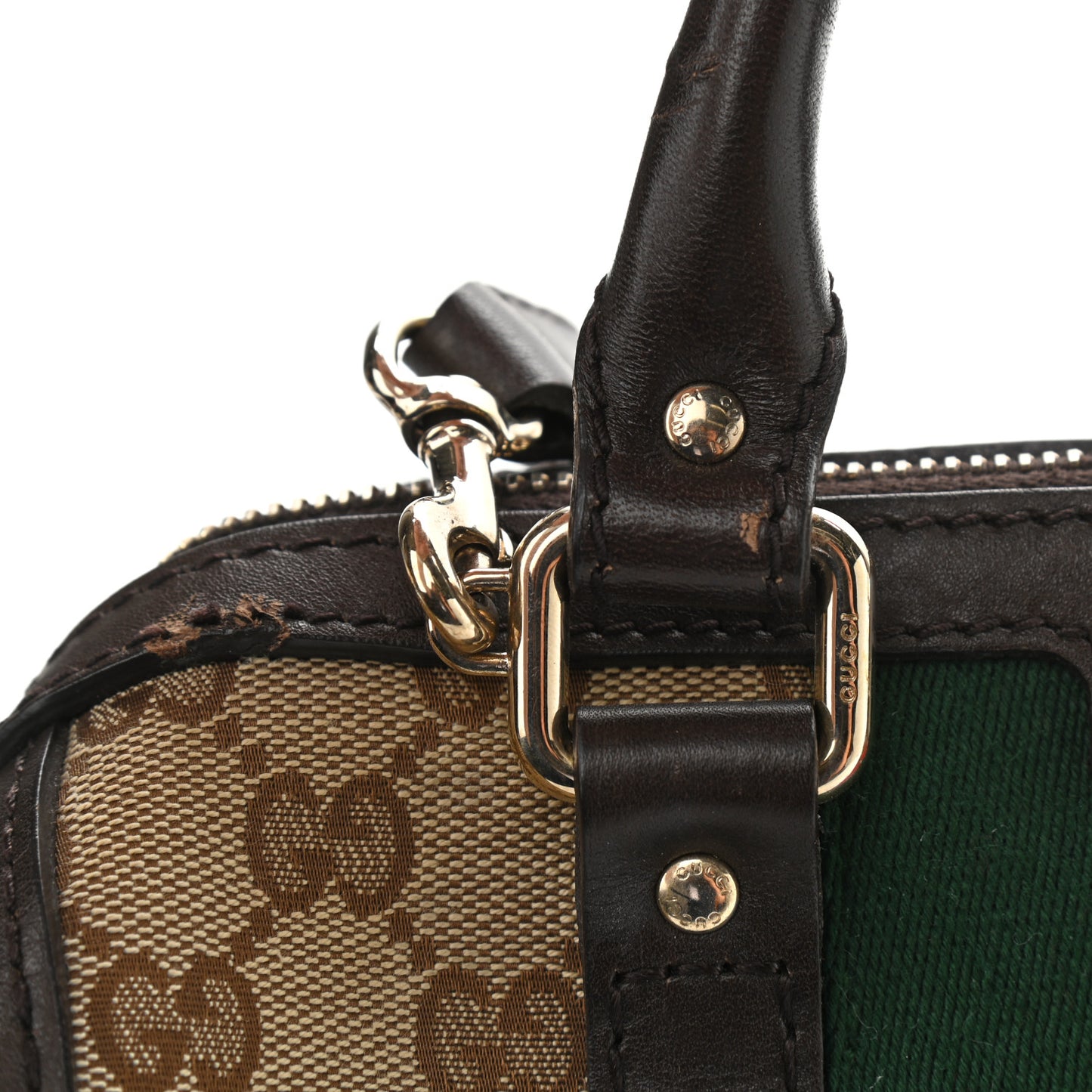Monogram Vintage Web Small Boston Dark Brown
