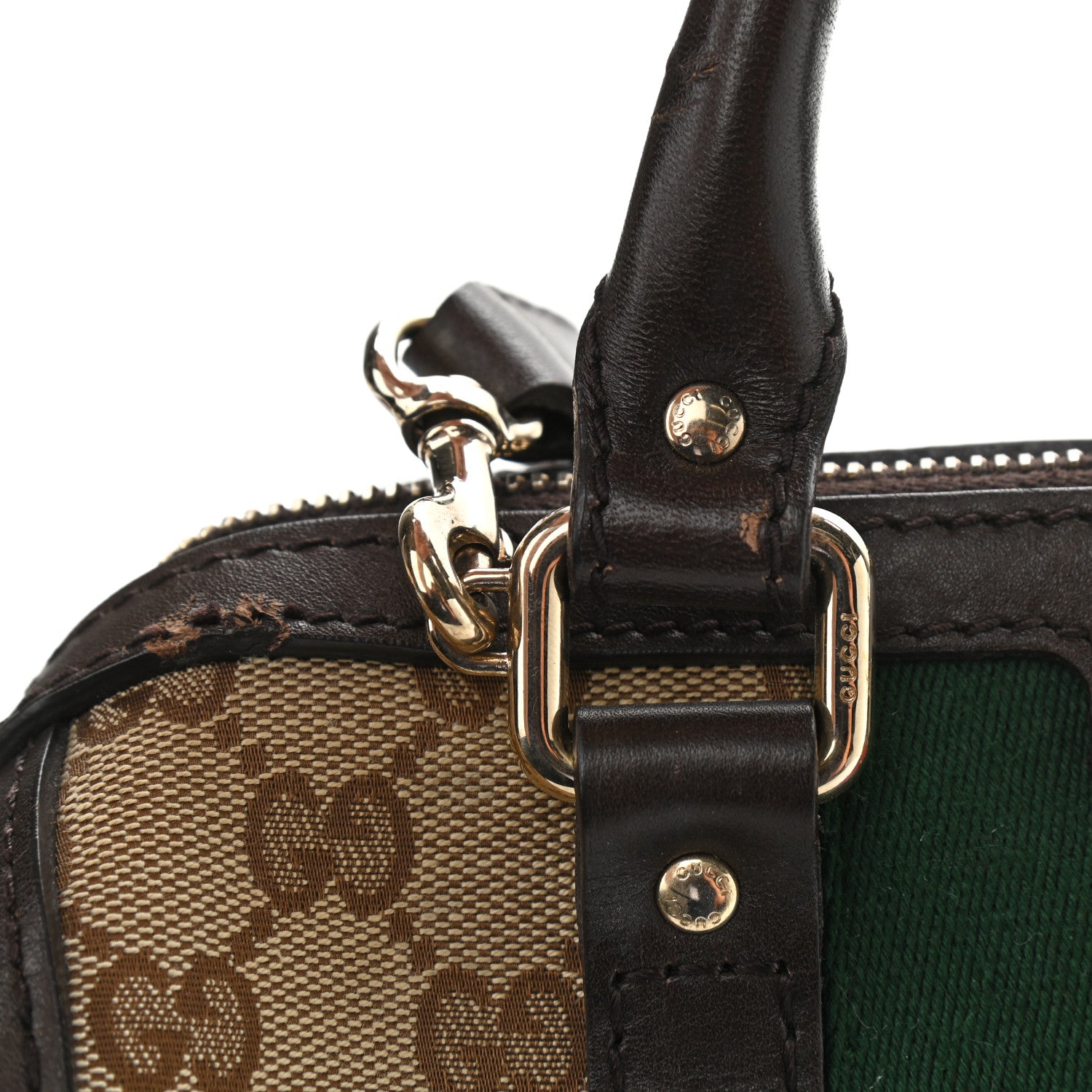 Gucci Monogram Vintage Web Small Boston Dark Brown 17 of 17