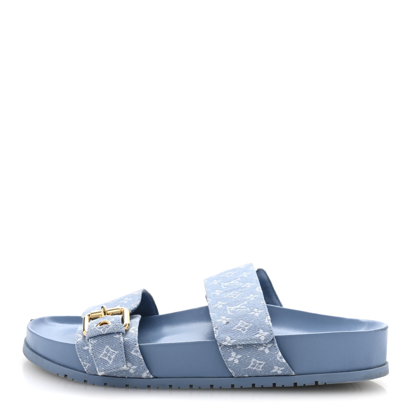 Monogram Jacquard Bom Dia Flat Comfort Mules 36 Blue