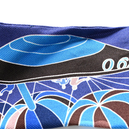 Hermes Silk Les Folies Du Ciel Twilly Marine Marron Glace White 6 of 7
