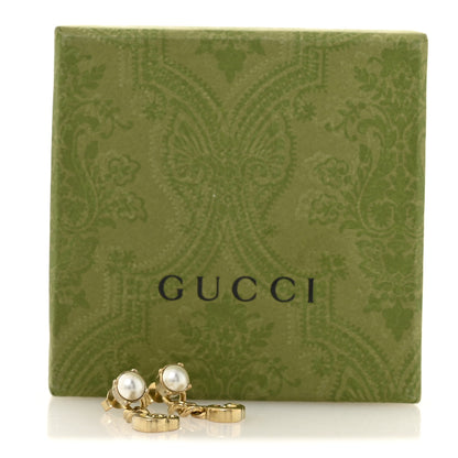 Gucci Metal Pearl Double G Chain Drop Earrings Gold 5 of 5