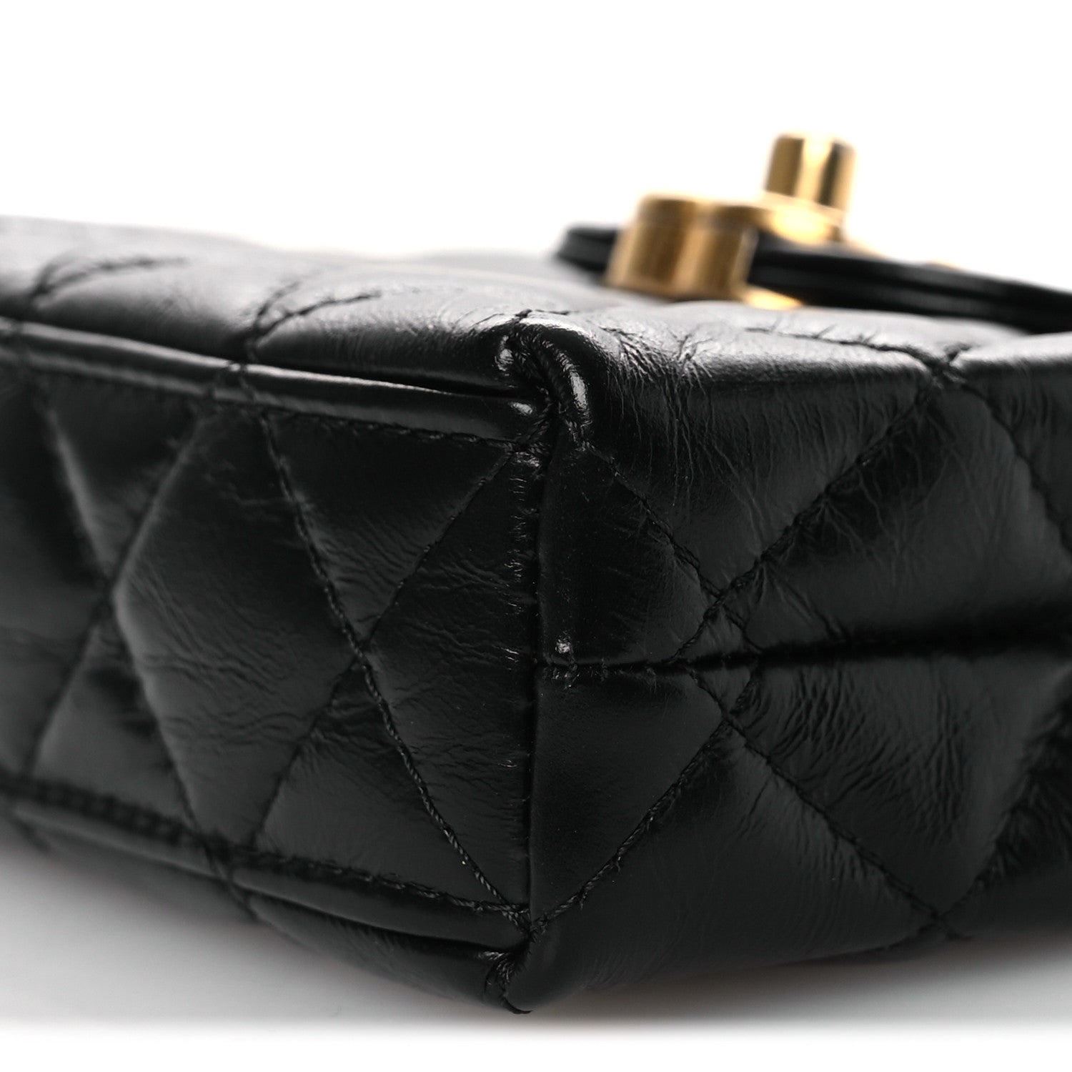 Chanel Shiny Aged Calfskin Quilted Mini Nano Kelly Shopper Black 10 of 13