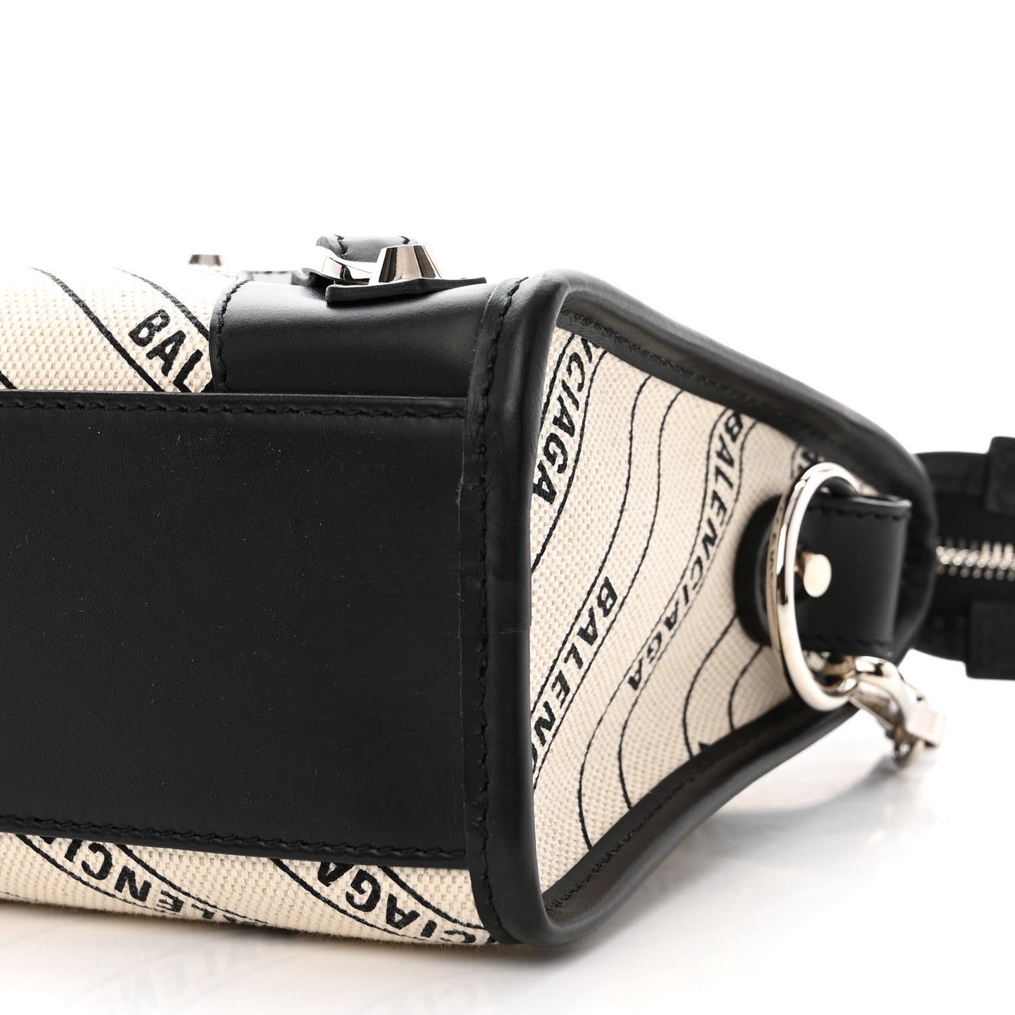 Canvas Satin Calfskin Diagonal Allover Logo Print Classic Silver Hardware Mini City Natural Black
