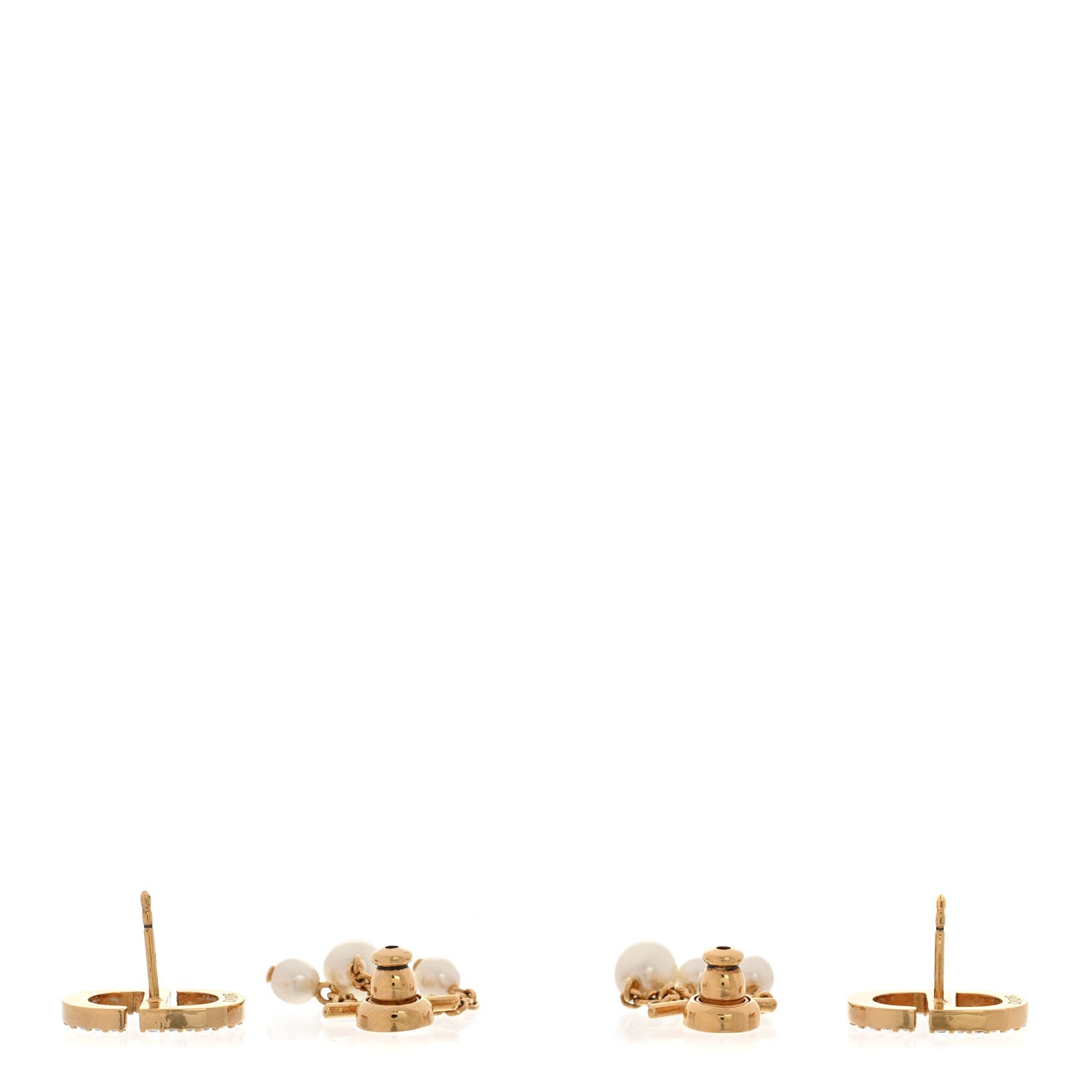 Christian Dior Pearl Crystal Petit CD Drop Earrings Gold 3 of 4
