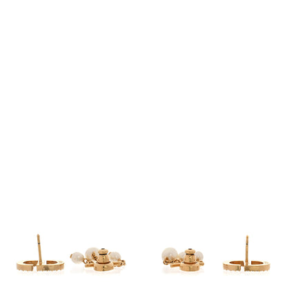 Christian Dior Pearl Crystal Petit CD Drop Earrings Gold 3 of 4