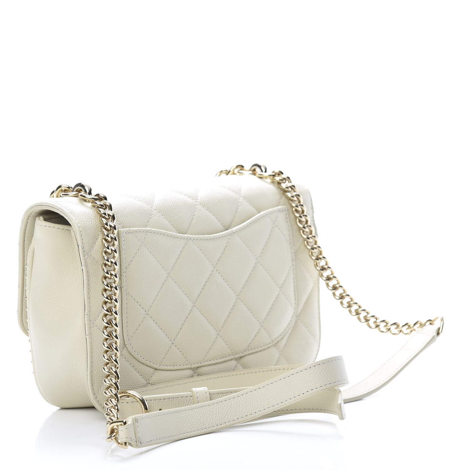 Chanel Caviar Quilted Small Studded Flap Off White 3 of 10