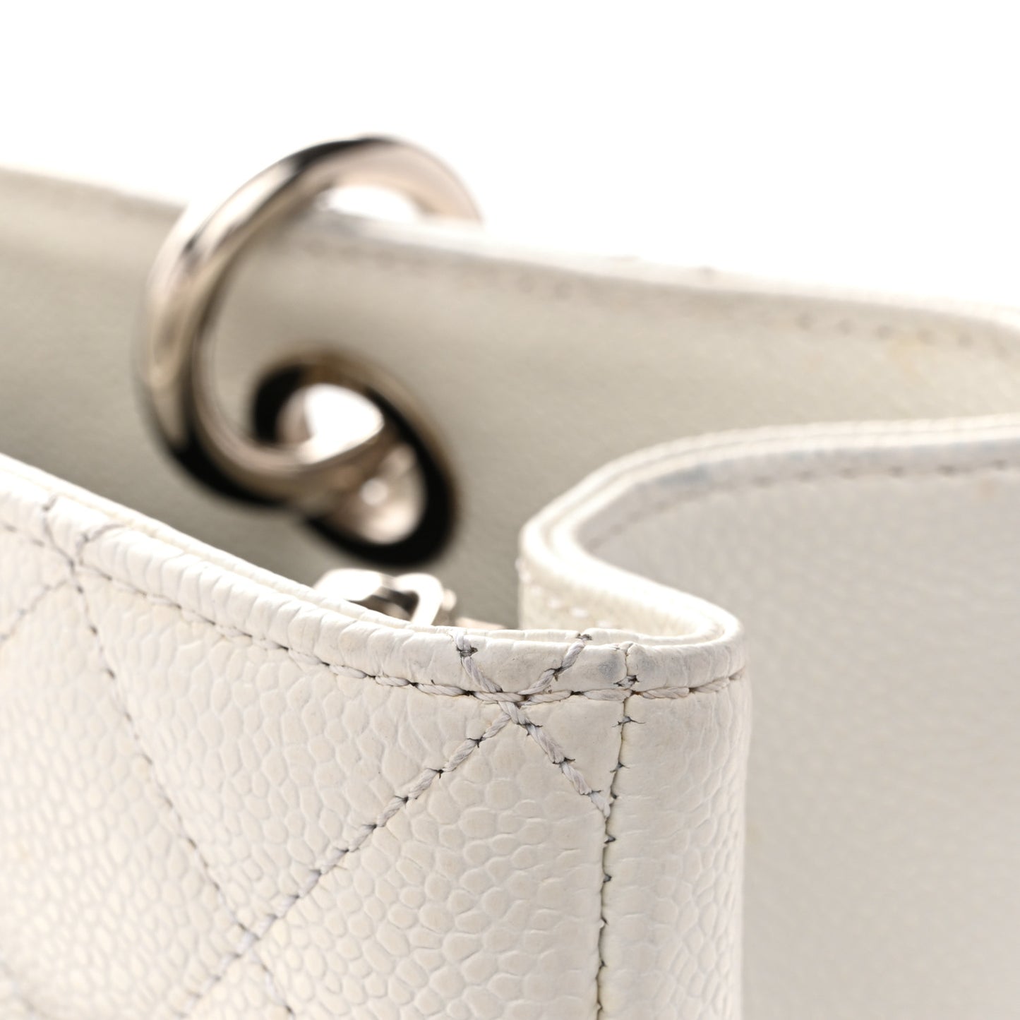 Caviar Quilted Grand Shopping Tote GST White