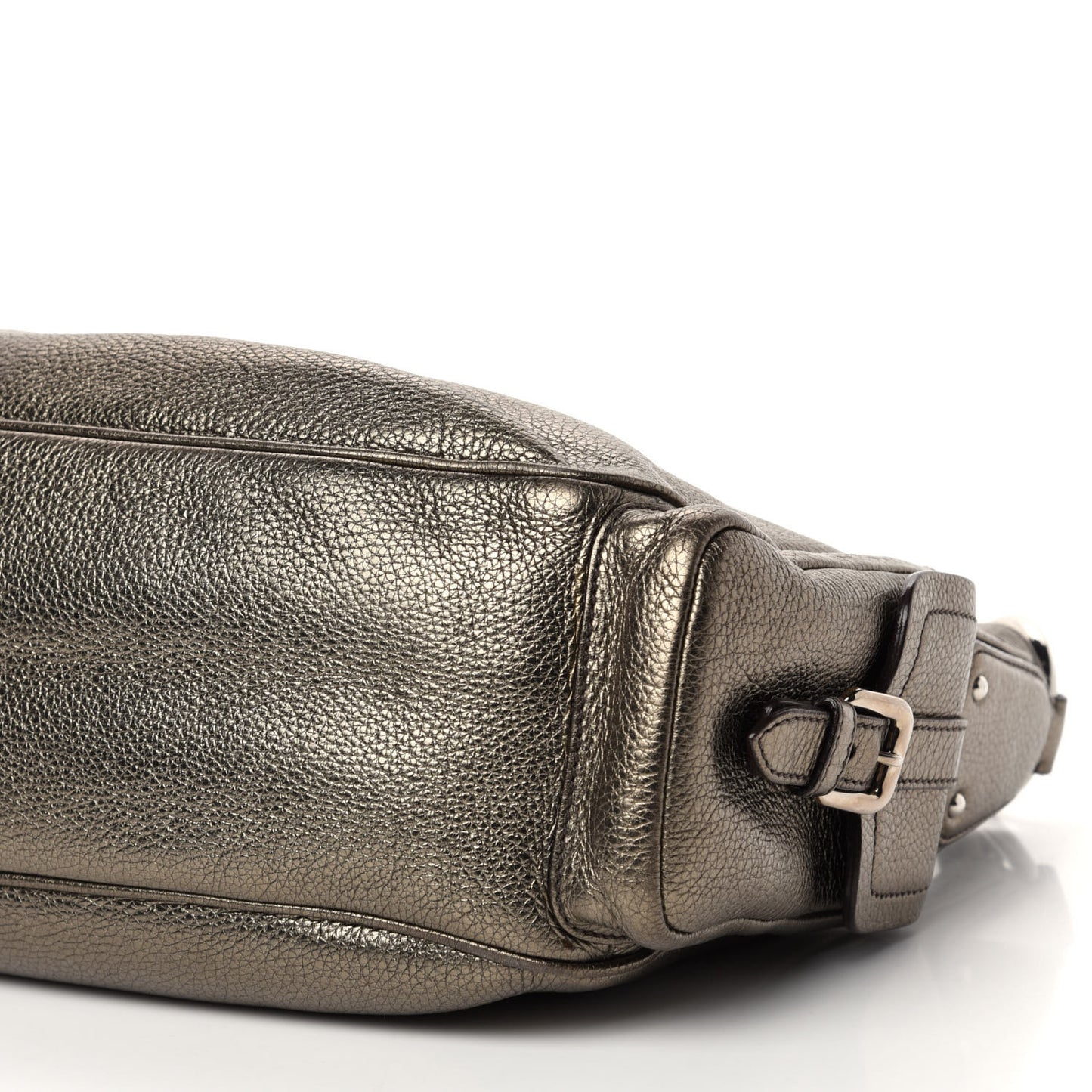 Metallic Vitello Daino Side Pocket Hobo Gold