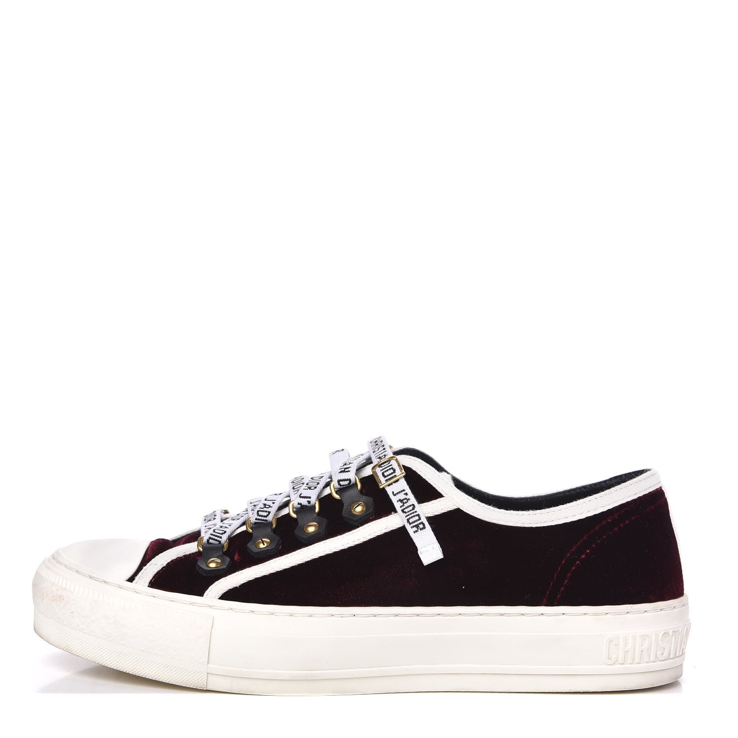 Christian Dior Velvet Walk'N'Dior Low Top Sneakers 38.5 Deep Amaranth 1 of 9