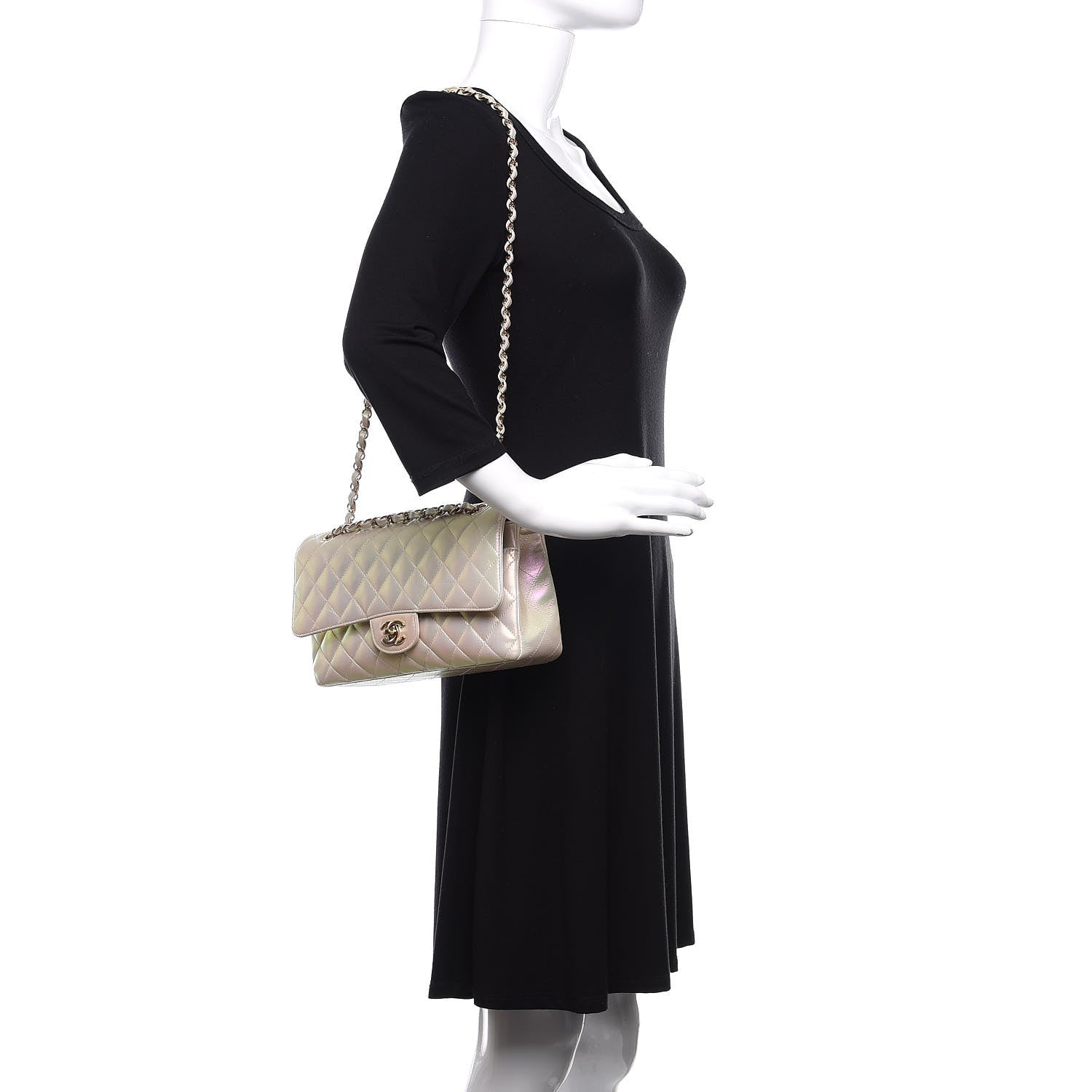 Chanel Iridescent Lambskin Quilted Medium Double Flap Ivory 3 of 11