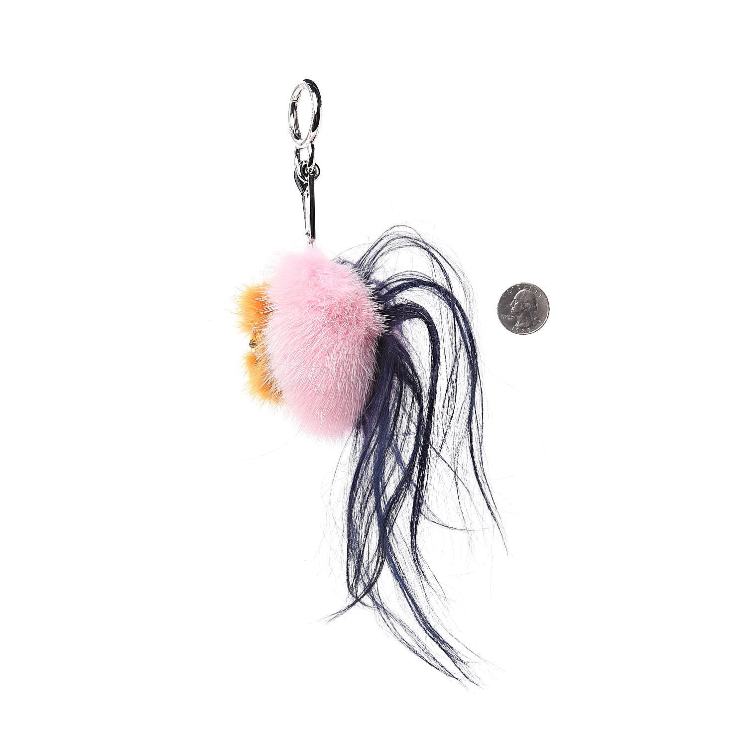 Fendi Mink Goat Fur QuTweet Bag Bug Charm Marshmallow Black 2 of 2