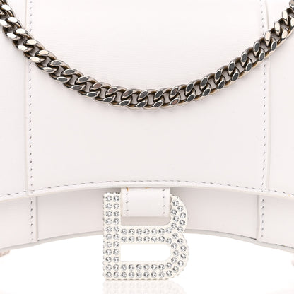 Balenciaga Shiny Box Calfskin Strass Hourglass Chain Bag White 6 of 11
