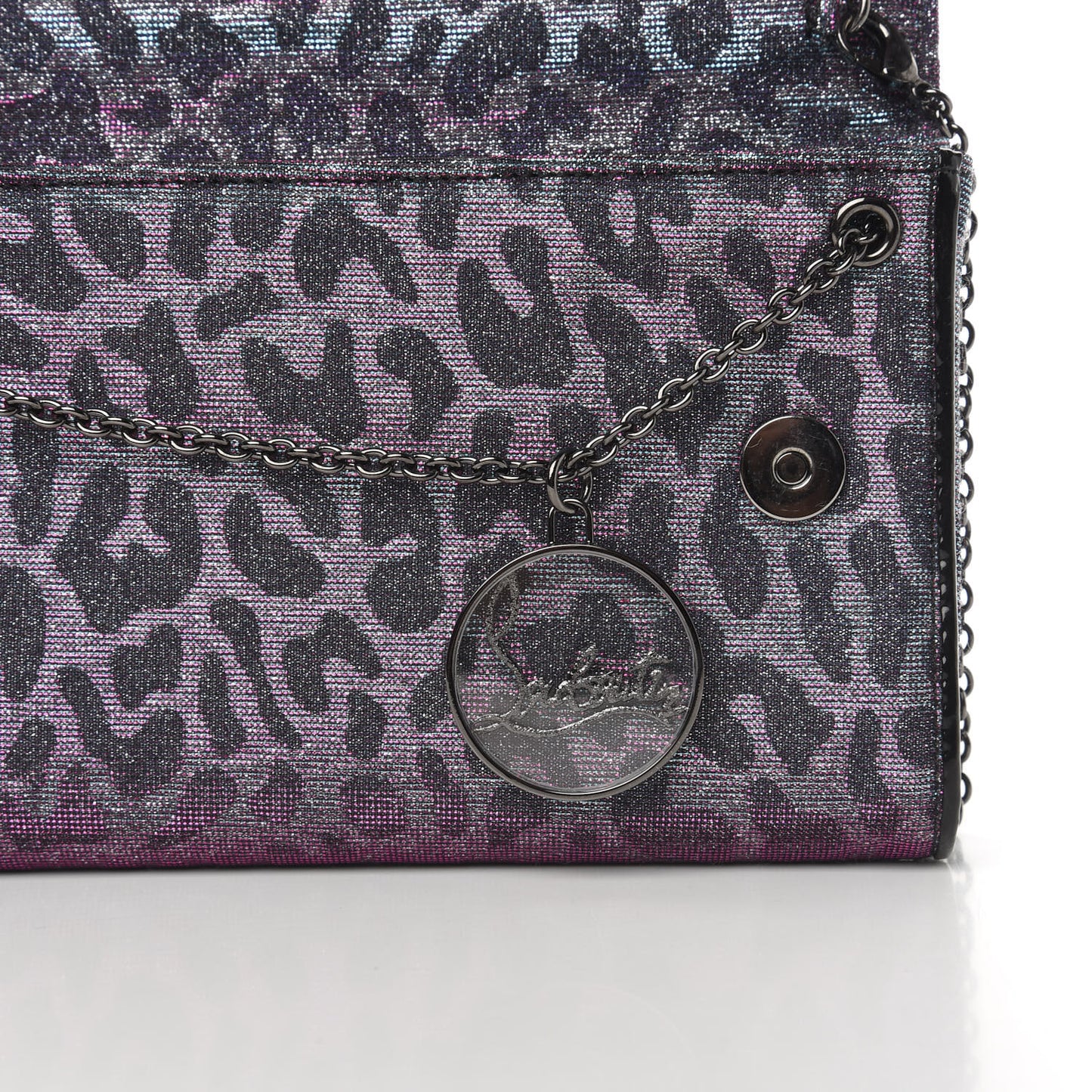 Lame Leopard Riviera Clutch Turquoise Violet
