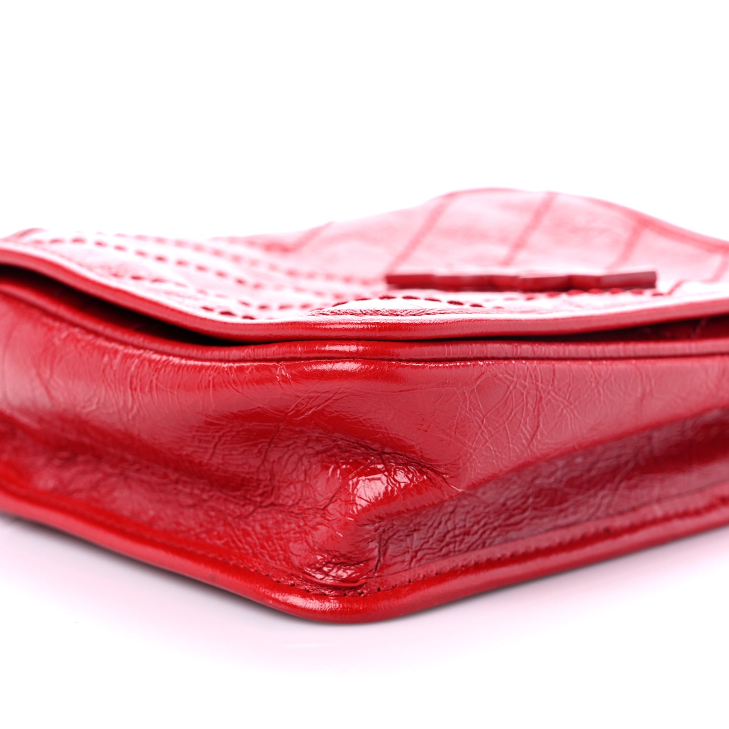Crinkled Calfskin Matelasse Monogram Niki Chain Wallet Red