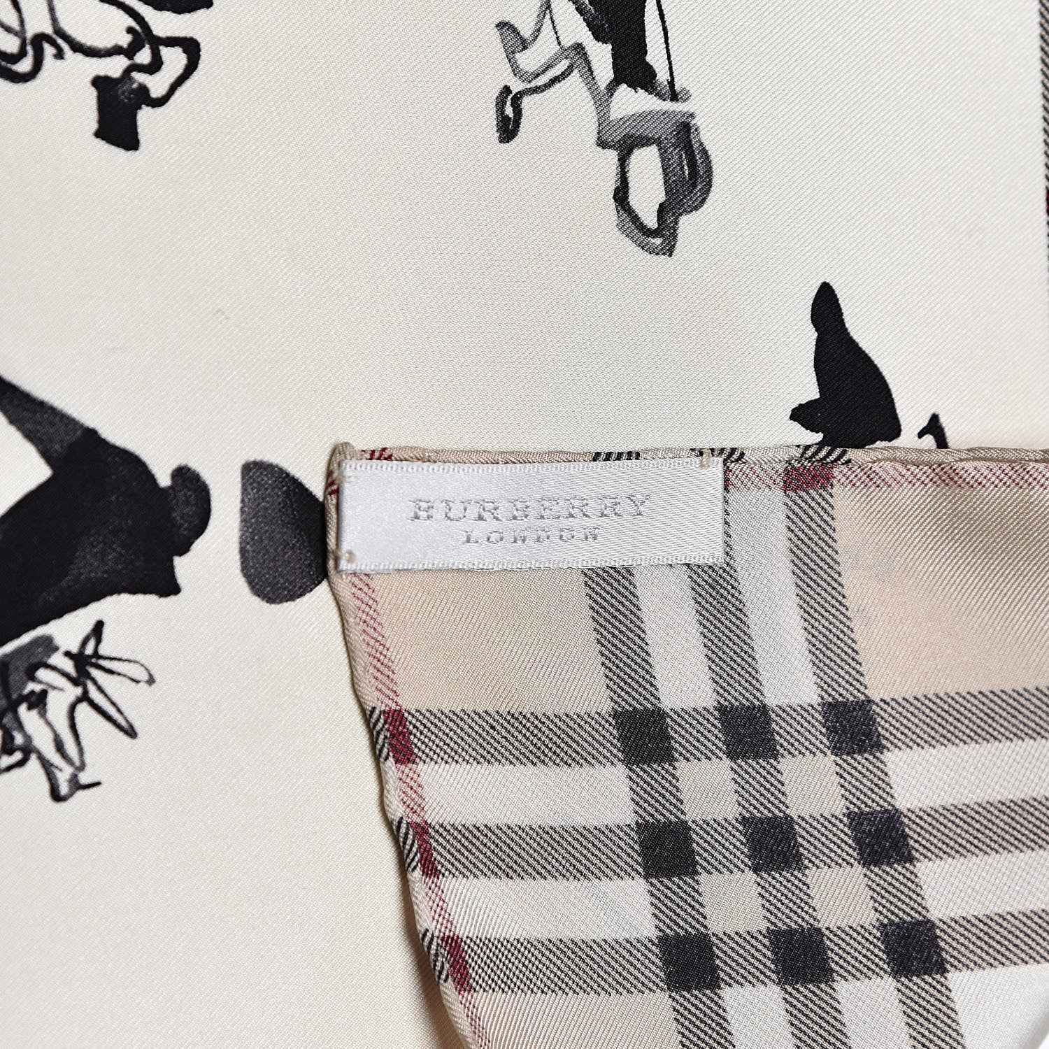 Burberry Silk Dog Print Nova Check Square Scarf Beige 5 of 5