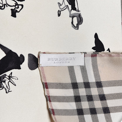 Burberry Silk Dog Print Nova Check Square Scarf Beige 5 of 5