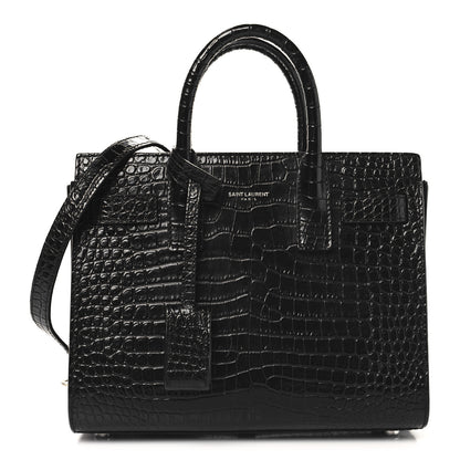 Saint Laurent Calfskin Crocodile Embossed Nano Sac De Jour Black 1 of 10