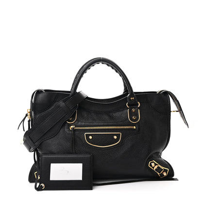 Balenciaga Chevre Gold Metallic Edge Hardware City Black 3 of 11