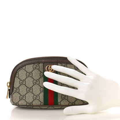 Gucci GG Supreme Monogram Textured Calfskin Web Medium Ophidia Cosmetic Case Beige Ebony New Acero 2 of 9