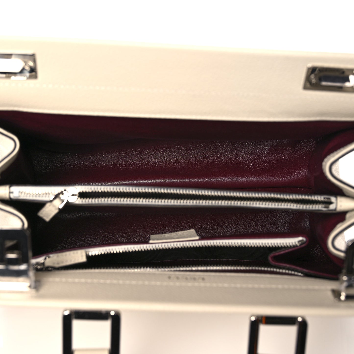 Grainy Calfskin Small Zumi Top Handle Bag Mystic White