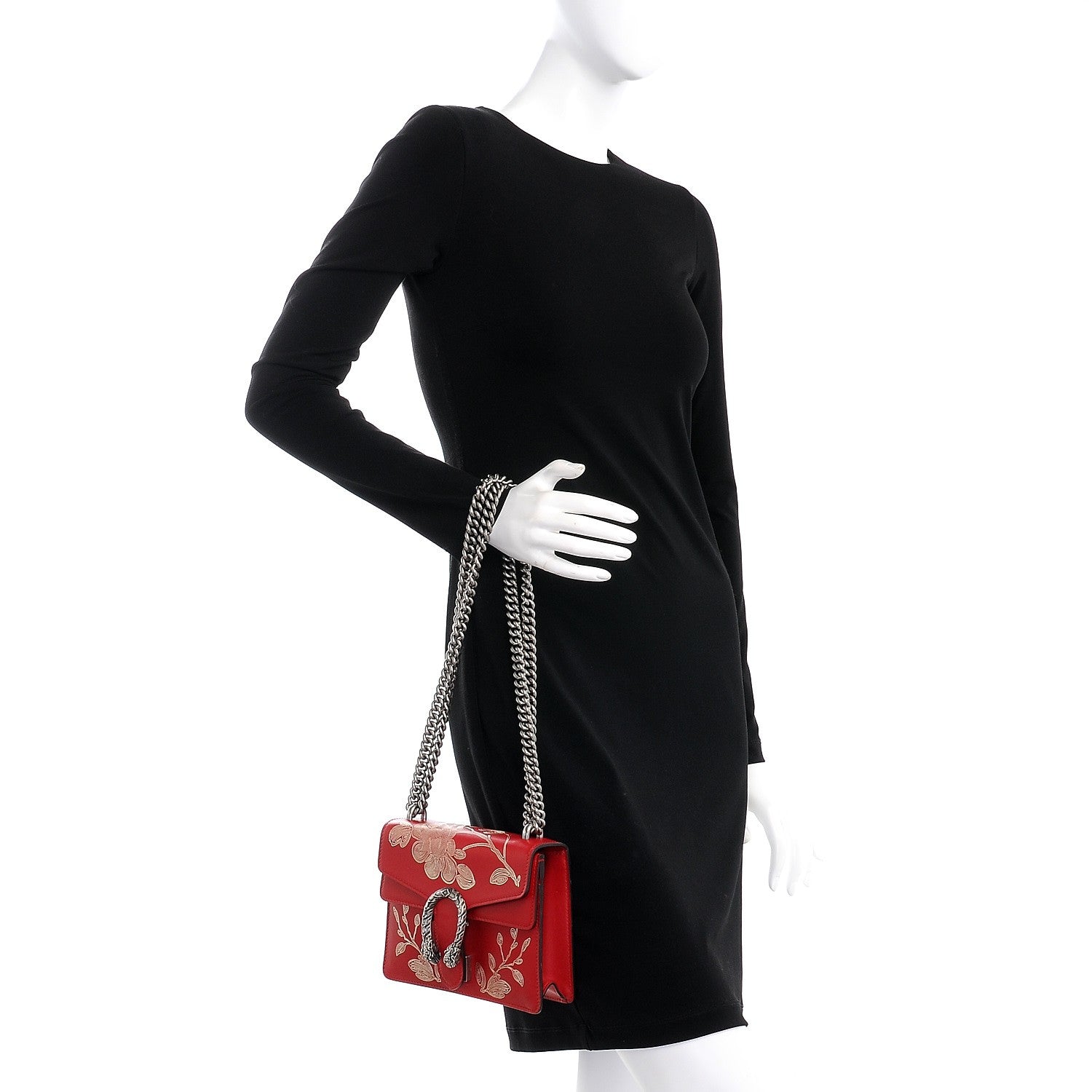 Gucci Calfskin Chinese New Year Mini Dionysus Shoulder Bag Hibiscus Red 2 of 12