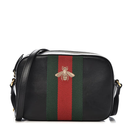 Gucci Calfskin Web Small Webby Bee Shoulder Bag Black 1 of 13