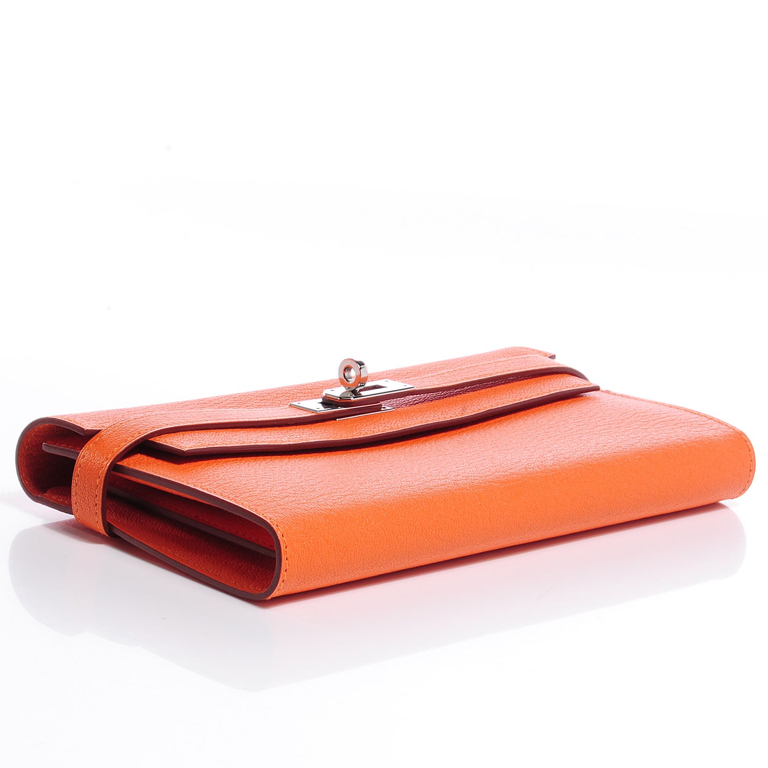 Hermes Chevre Mysore Kelly Longue Wallet Orange 4 of 9