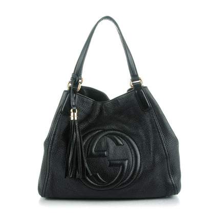 Gucci Pebbled Calfskin Medium Soho Shoulder Bag Black 1 of 9