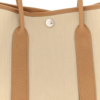Hermes Toile Militaire Vache Country Garden Party 30 TPM Tote Beton Biscuit 8 of 10