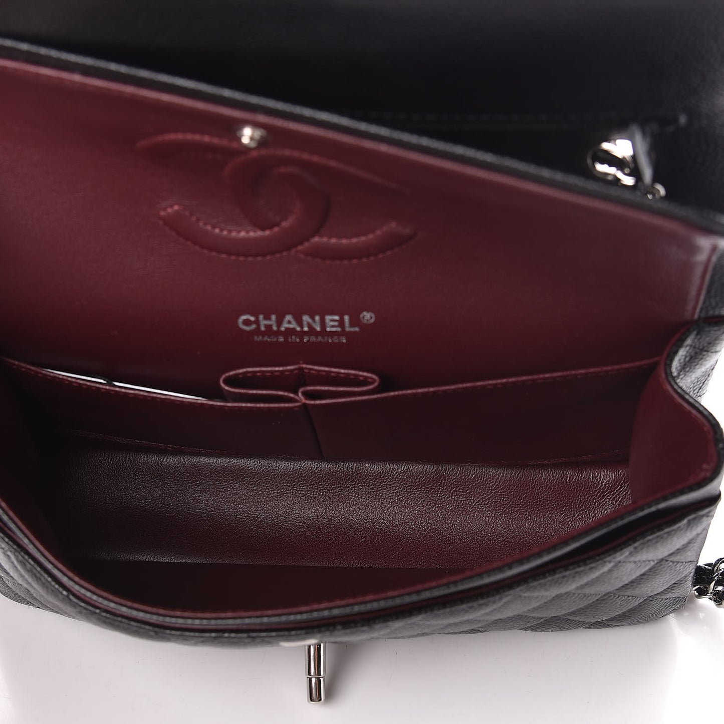 Caviar Quilted Medium Double Flap Black