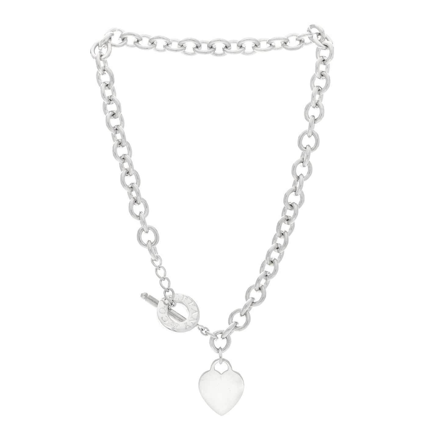 Sterling Silver Heart Tag Toggle Necklace