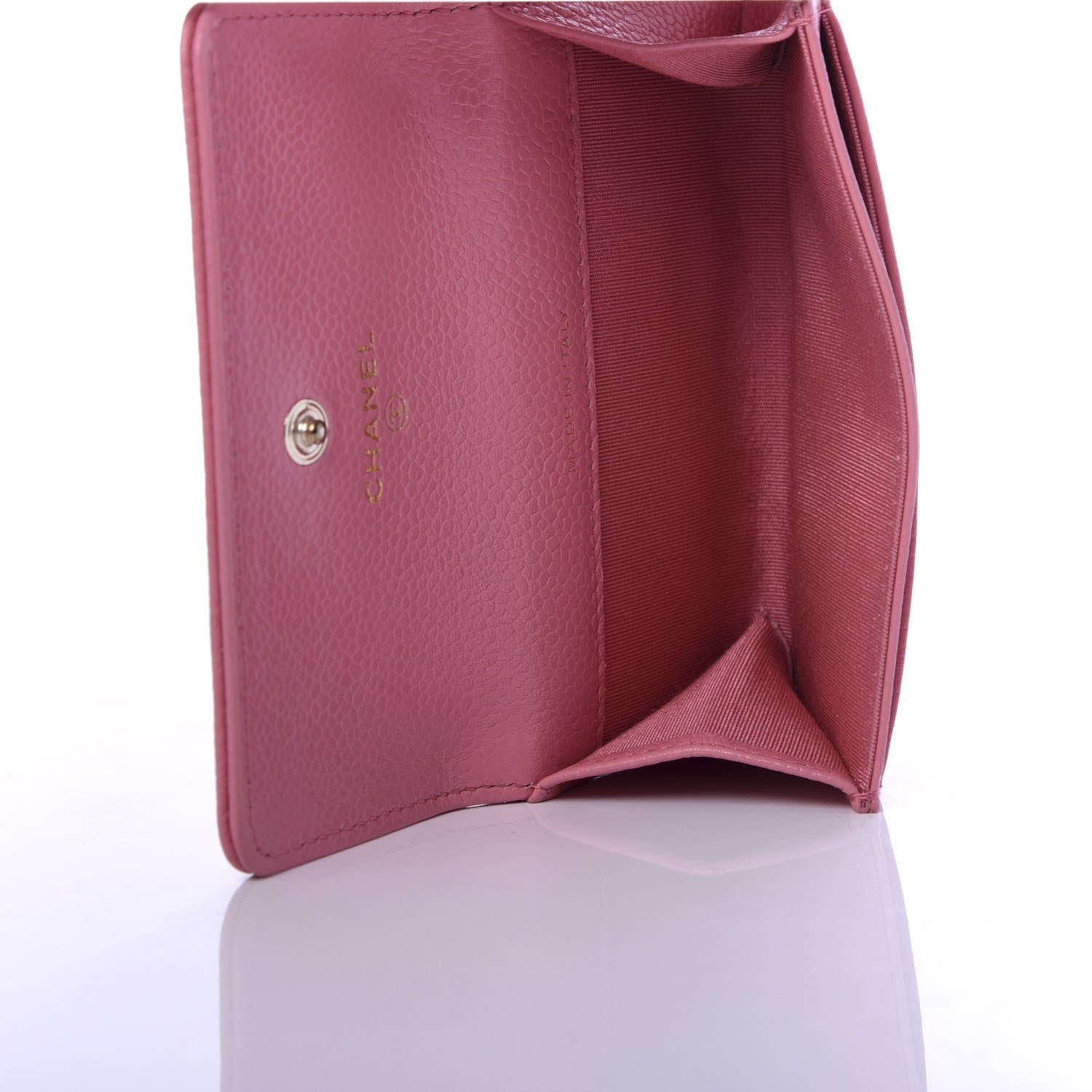 Chanel Caviar Camellia Embossed Card Holder Wallet Pink 5 of 9