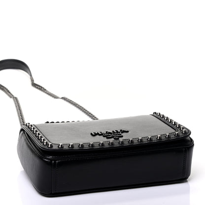 Prada Glace Calfskin Studded Crossbody Black 3 of 4