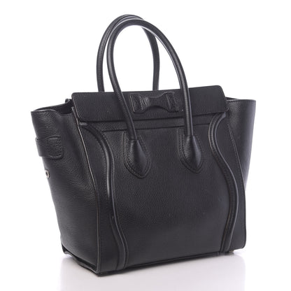 Celine Drummed Calfskin Micro Luggage Black 3 of 14