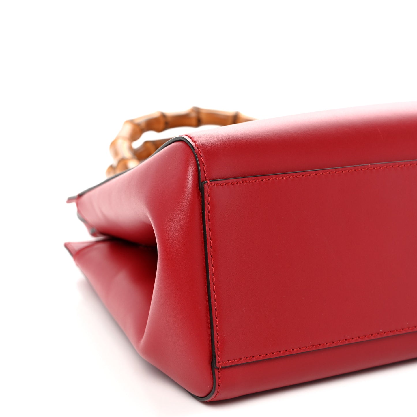 Nappa Bamboo Small Nymphaea Top Handle Bag Hibiscus Red