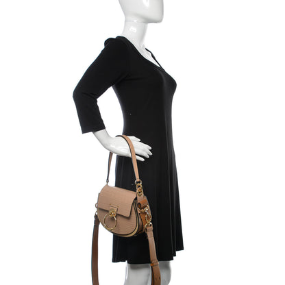 Chloe Calfskin Crocodile Embossed Small Tess Bag Nut 3 of 13