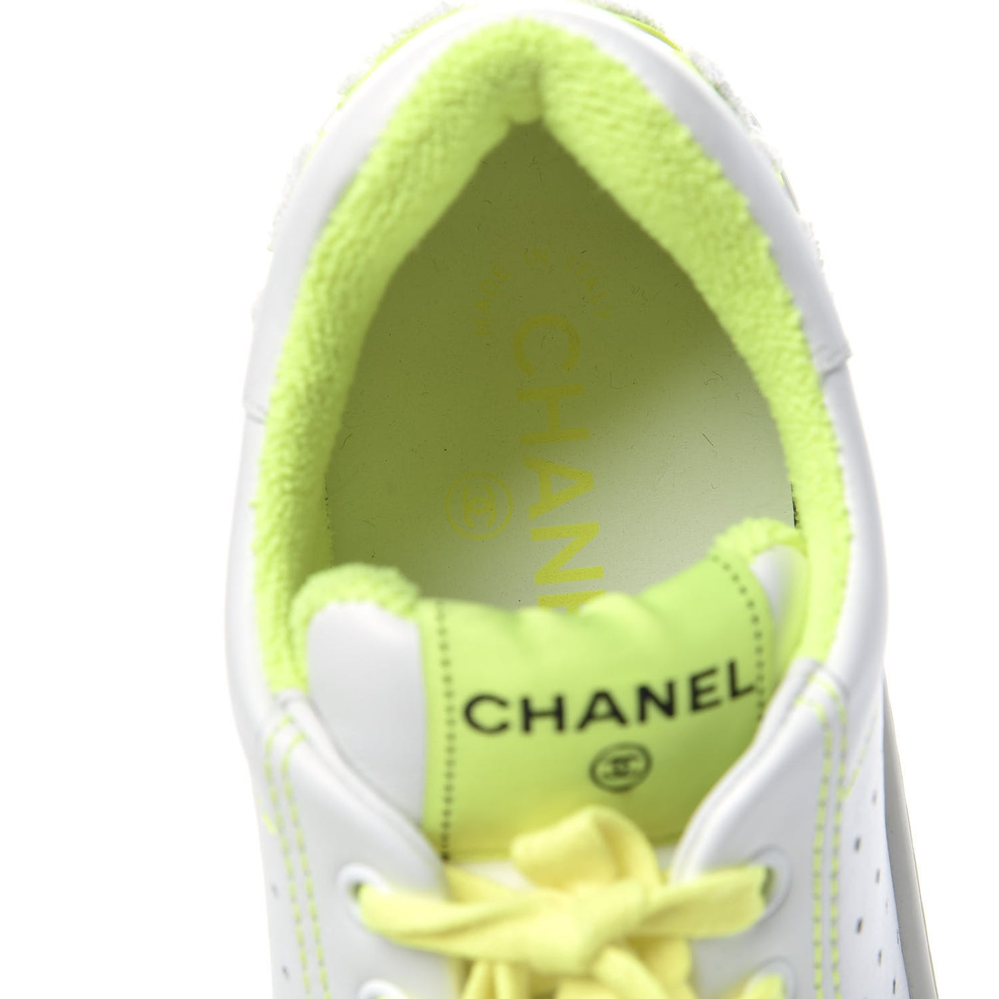 Calfskin Womens Logo Sneakers 40.5 White Yellow