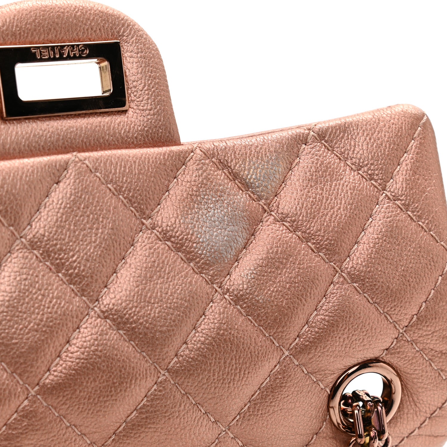 Chanel Metallic Grained Calfskin Quilted 2.55 Reissue Mini Flap Copper Pink 11 of 11