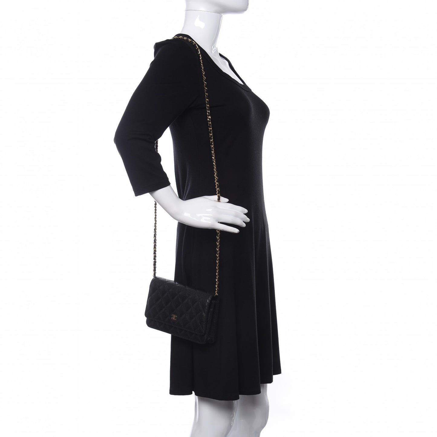 Caviar Quilted Wallet On Chain WOC Black