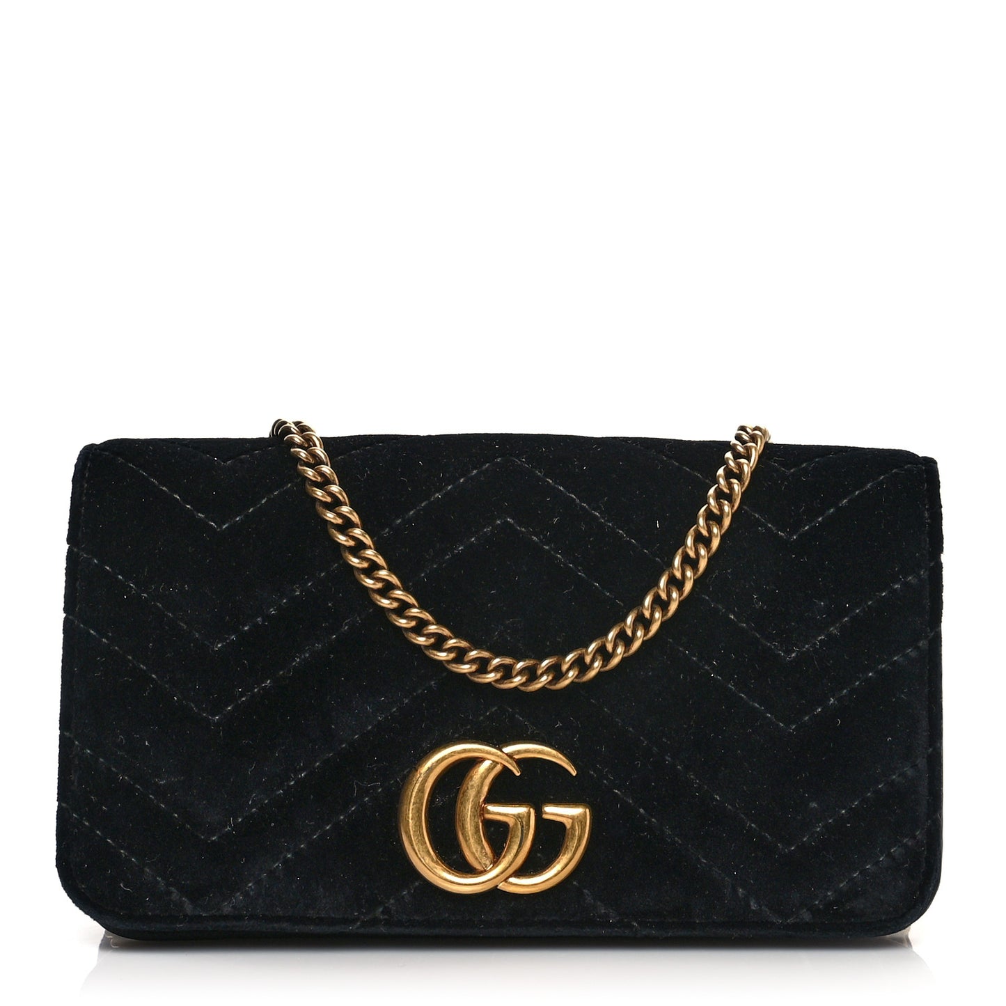 Velvet Matelasse GG Marmont Mini Bag Black