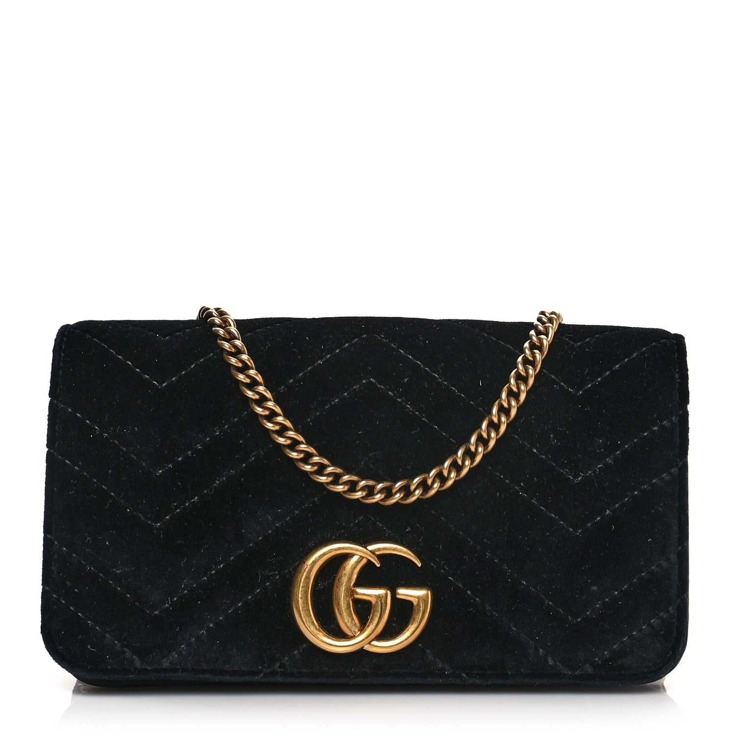 Gucci Velvet Matelasse GG Marmont Mini Bag Black 1 of 9