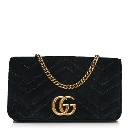 Gucci Velvet Matelasse GG Marmont Mini Bag Black 1 of 9