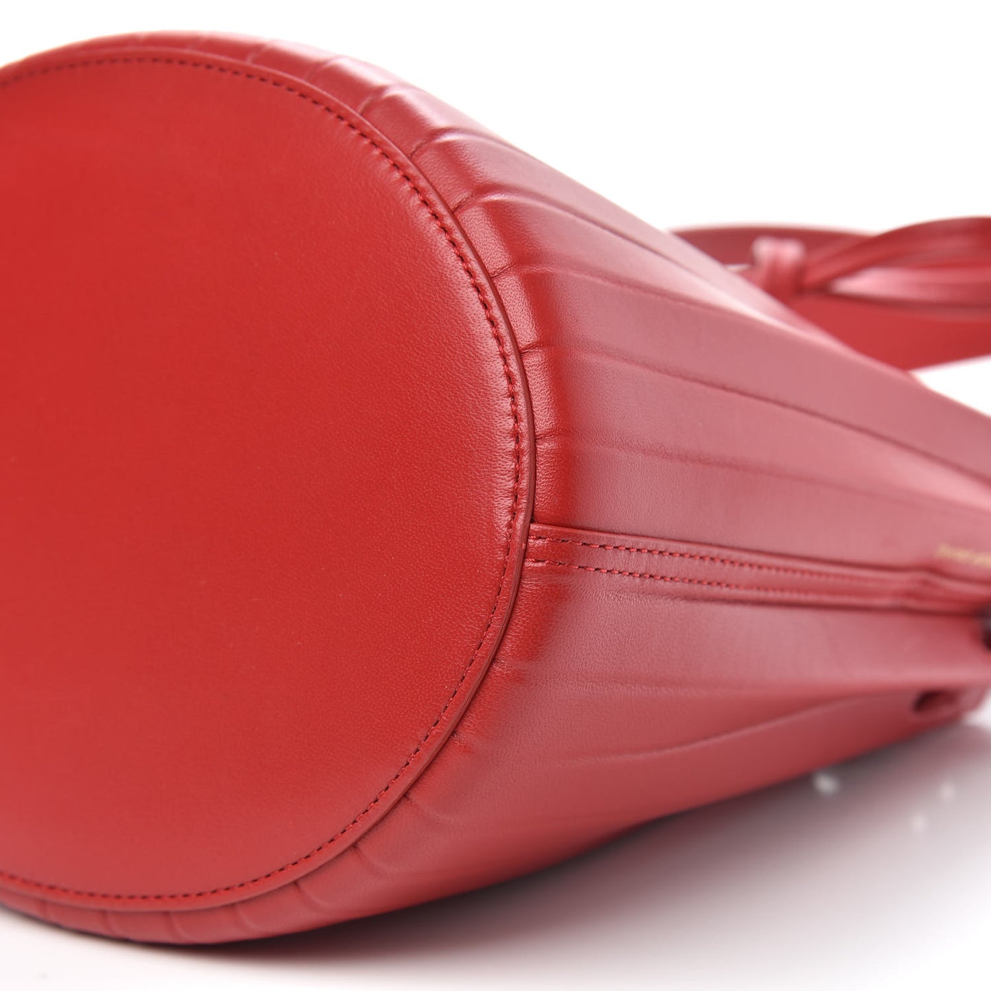 Vegetable Tanned Calfskin Pleated Mini Bucket Bag Fiesta Flamma