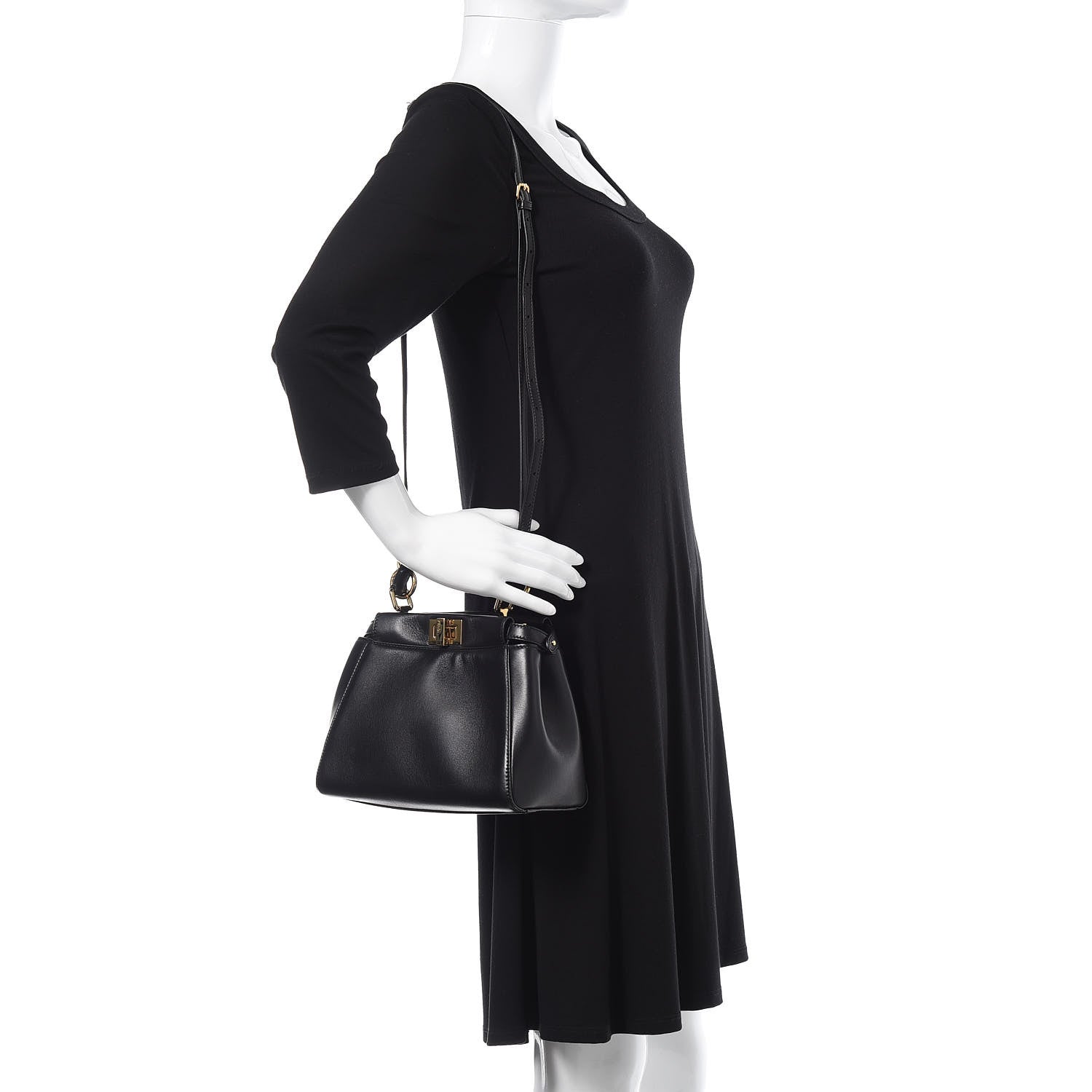 Fendi Nappa Mini Peekaboo Iconic Satchel Black 2 of 11
