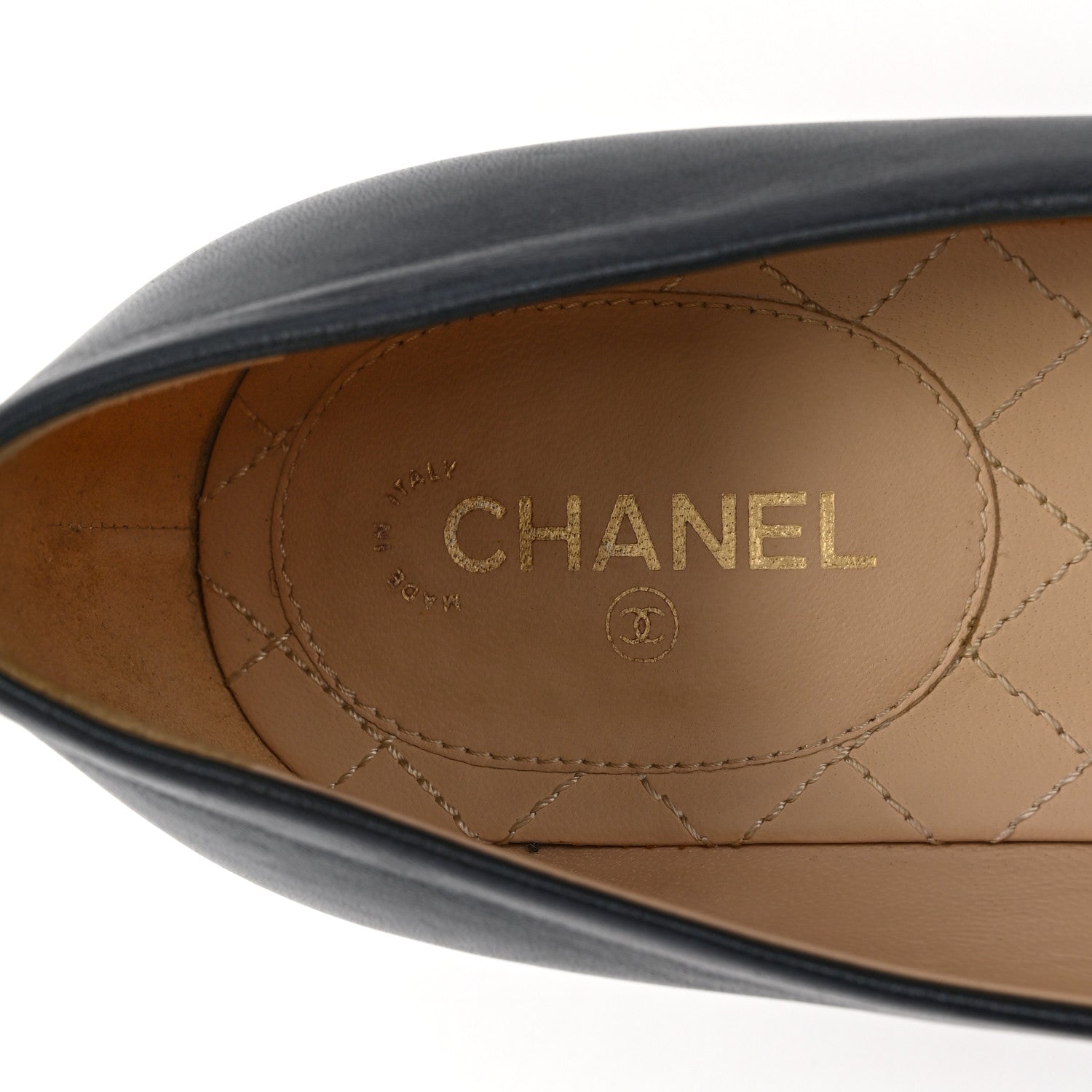 Chanel Lambskin Cap Toe CC Pumps 39 Navy Black 7 of 10