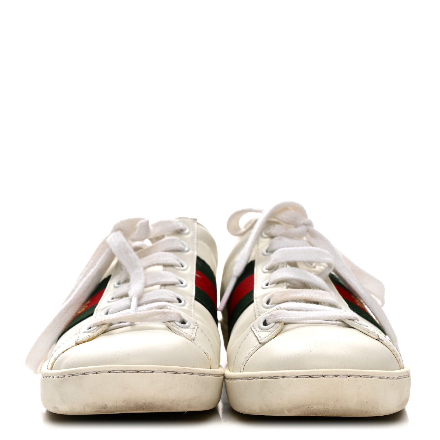 Gucci Calfskin Ayers Bee Embroidered Womens Ace Sneakers 36 White Green 3 of 14