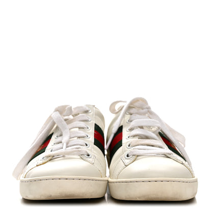 Gucci Calfskin Ayers Bee Embroidered Womens Ace Sneakers 36 White Green 3 of 14