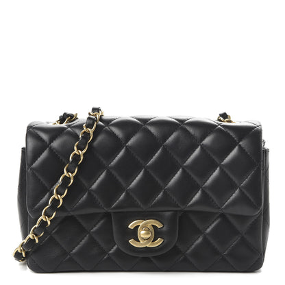 Chanel Lambskin Quilted Mini Rectangular Flap Black 1 of 11